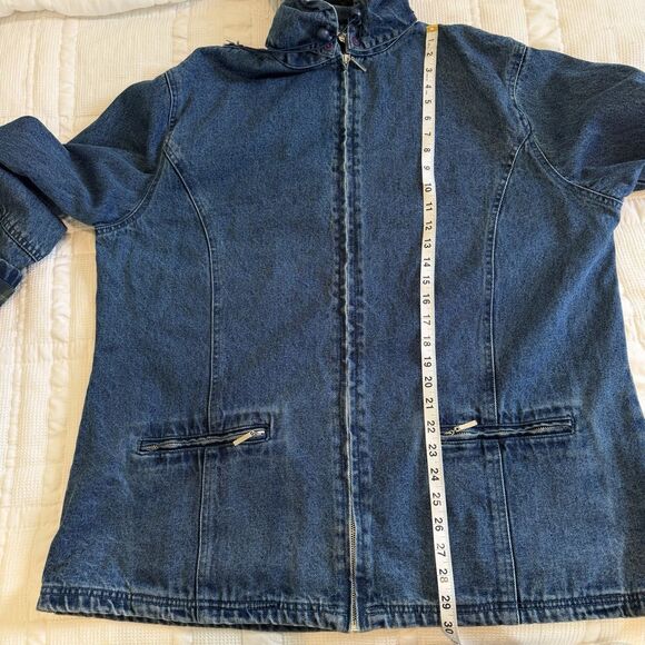 Vintage North Style Denim Jacket Women 1X Blue Barn Chore Coat Flannel Lined - Picture 11 of 12